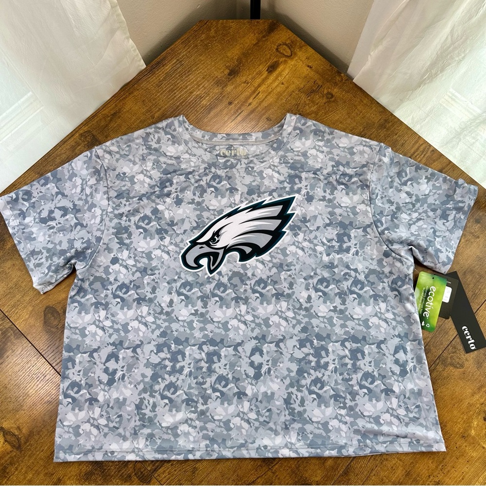Women's Philadelphia Eagles Certo Gray Cropped Turnout Shirt, Medium - Picture 5 of 11